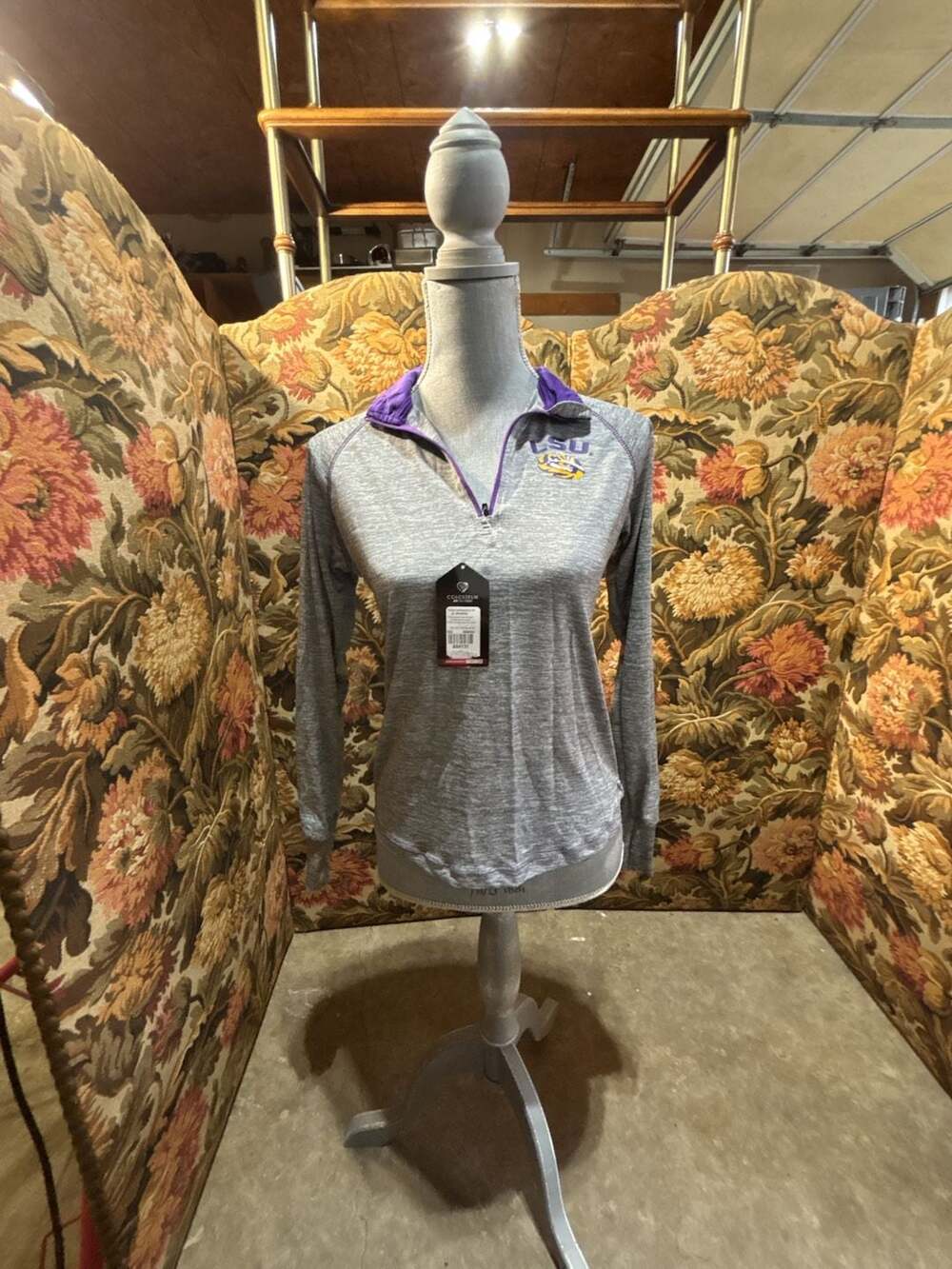 Colosseum LSU Tigers Women's Quarter Zip Pullover Gray Size S